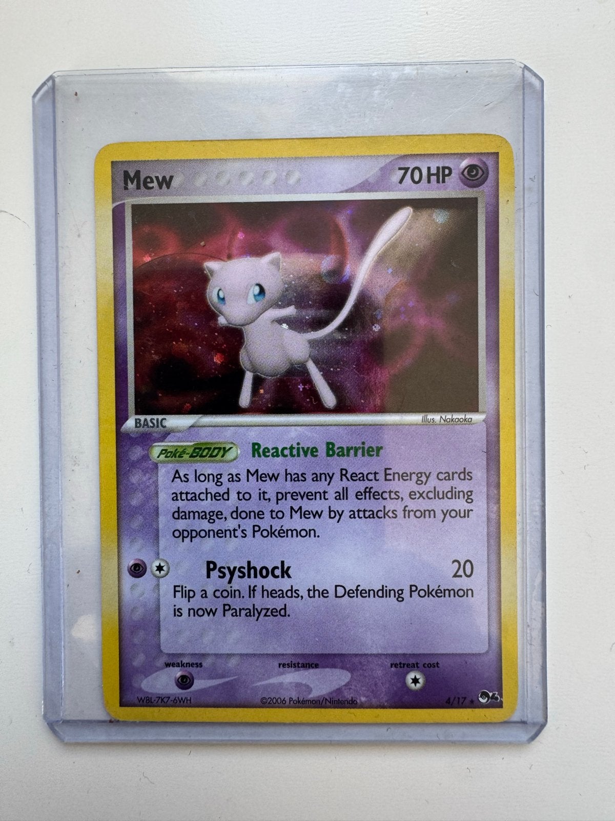 Mew Pokémon Kaart 4/17 Holo EX Dragon Frontiers, Ophalen of Verzenden, Zo goed als nieuw, Losse kaart, Foil