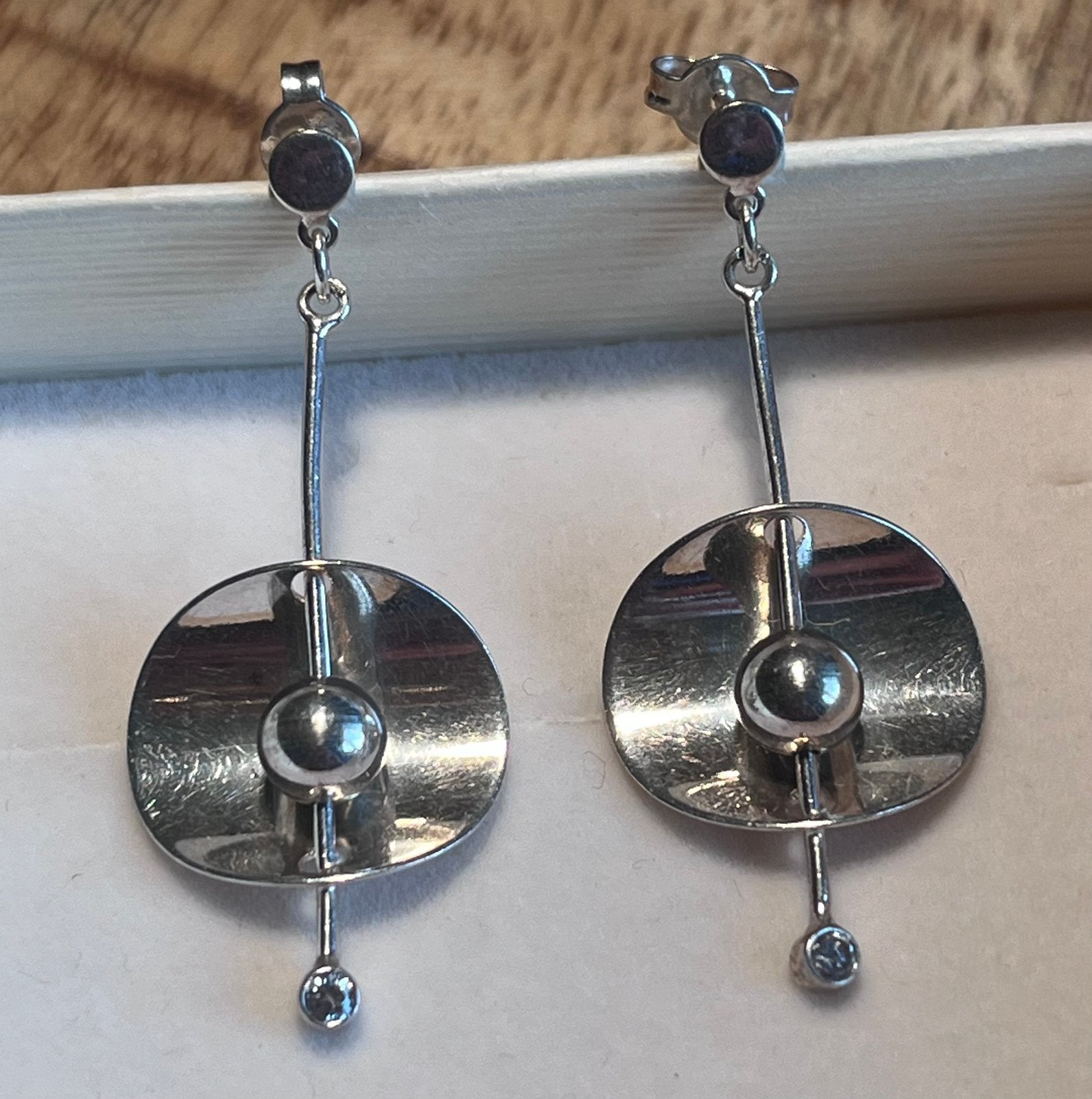Zilveren sterling oorbellen steker met hanger, Sieraden, Tassen en Uiterlijk, Ophalen of Verzenden, Gebruikt, Zilver