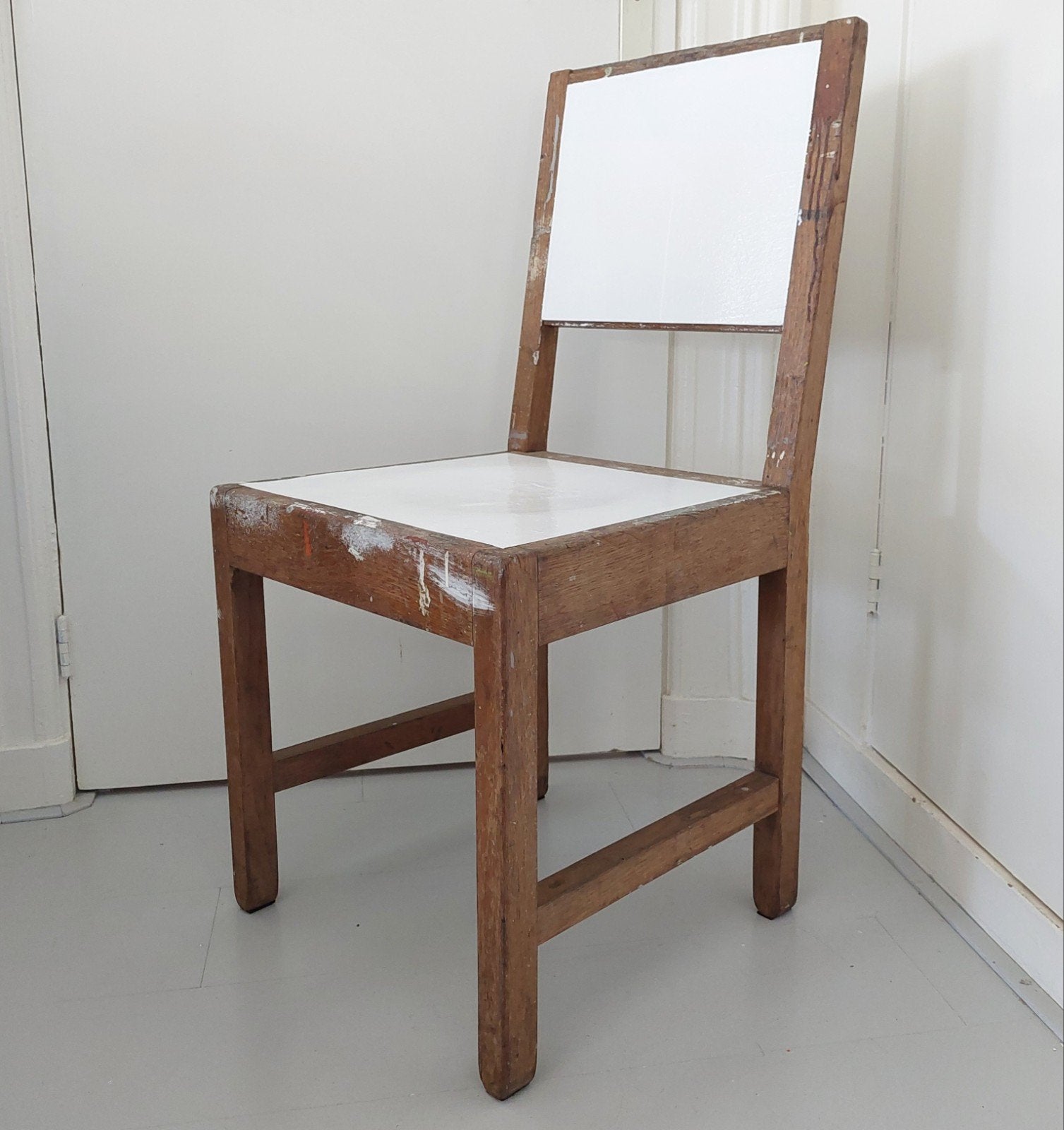 UNIEK Stoel Vintage Hout Tafeltje Bijzettafel Brocante, Ophalen