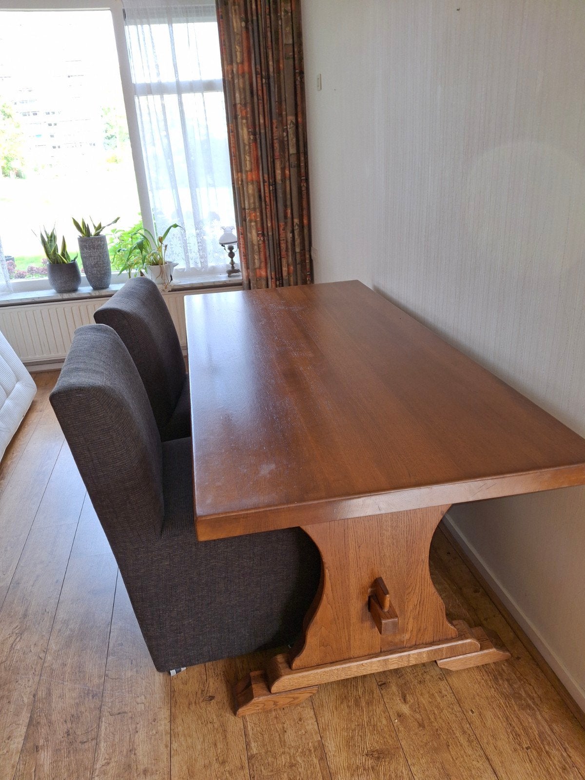 Zware eiken eettafel voor 6 personen, Gebruikt, Klassiek, Robuust, Eikenhout, Vijf personen of meer