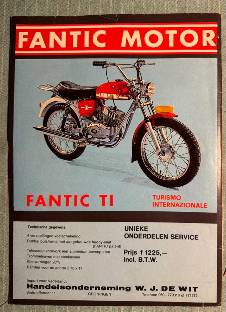 Advertentie 1973 Fantic TI, Verzamelen, Verzenden, Zo goed als nieuw, Motoren