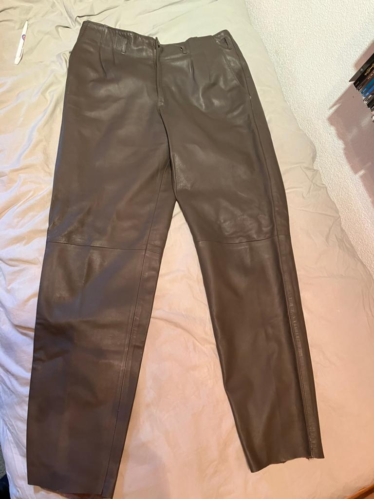 Vintage zachte leren broek heren, Kleding | Heren, Broeken en Pantalons, Ophalen, Gedragen, Maat 52/54 (L), Overige kleuren