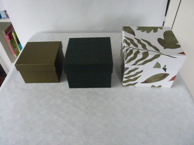 Leuke set 3 opbergdozen groene met decor van blaadjes  Nieuw, Ophalen of Verzenden, Nieuw, Overige typen