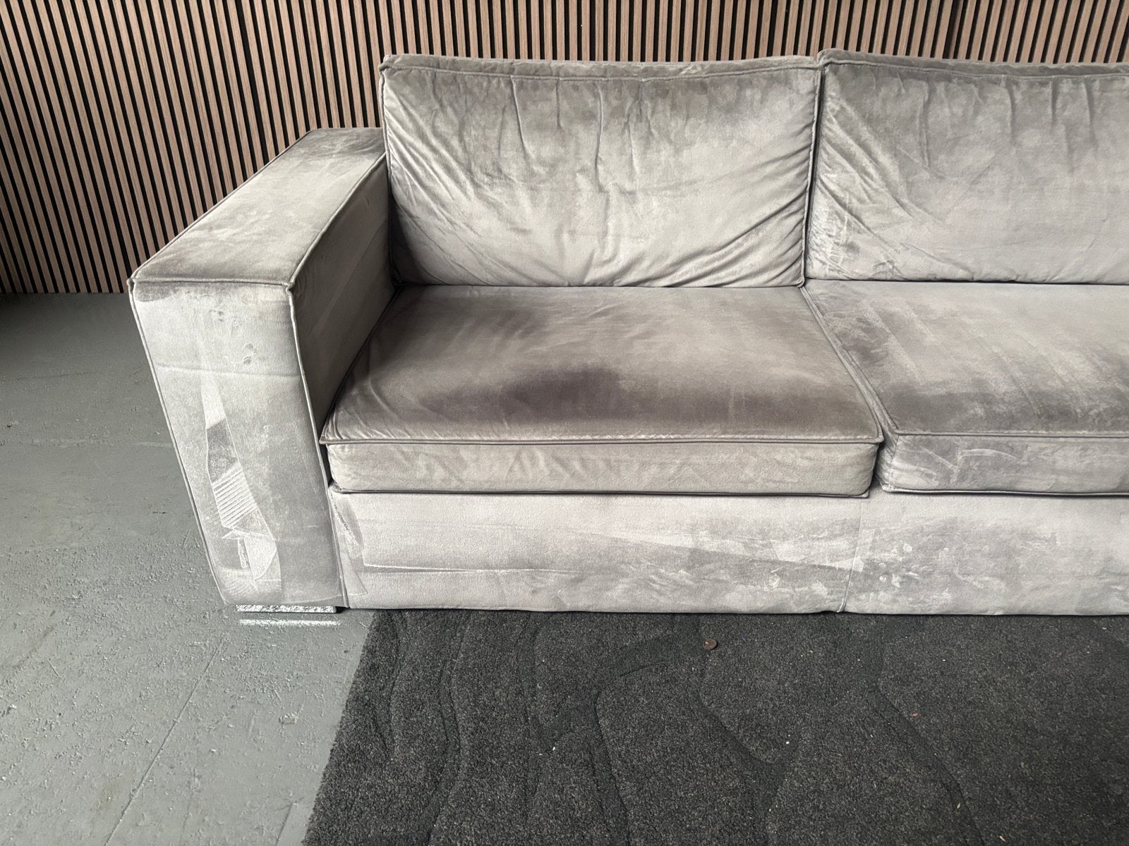 GRATIS LEVERING Velvet Hoekbank Grijs 325x245 GEREINIGD, 250 tot 300 cm, Ophalen of Verzenden, Zo goed als nieuw, 150 cm of meer