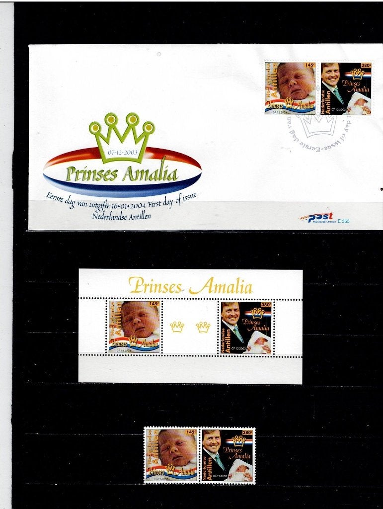 Nederlandse Antillen FDC blok zegels Prinses Amalia, Postzegels en Munten, Verzenden, Postfris