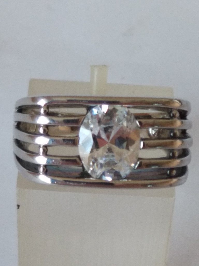 zilveren RING maat 17,  met ovale witte Saffier ca 2,5 crt, Nieuw, Ophalen of Verzenden, 17 tot 18, Dame of Heer