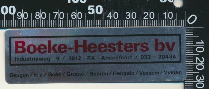 Sticker: Boeke Heesters - Amersfoort (2), Ophalen of Verzenden, Zo goed als nieuw, Bedrijf of Vereniging