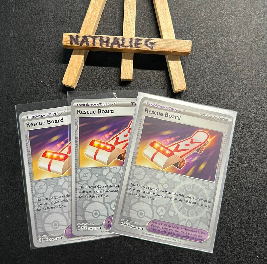 Rescue Board reverse 126/131 Pokemon Prismatic Evolutions, Ophalen of Verzenden, Nieuw, Losse kaart