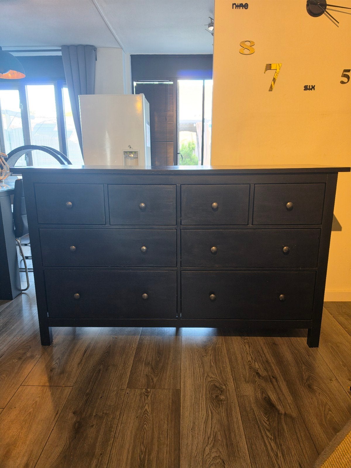 ikea hemnes ladekast zwart geverfd met 8 lades., Huis en Inrichting, Kasten | Ladekasten, Ophalen, 5 laden of meer, Zo goed als nieuw