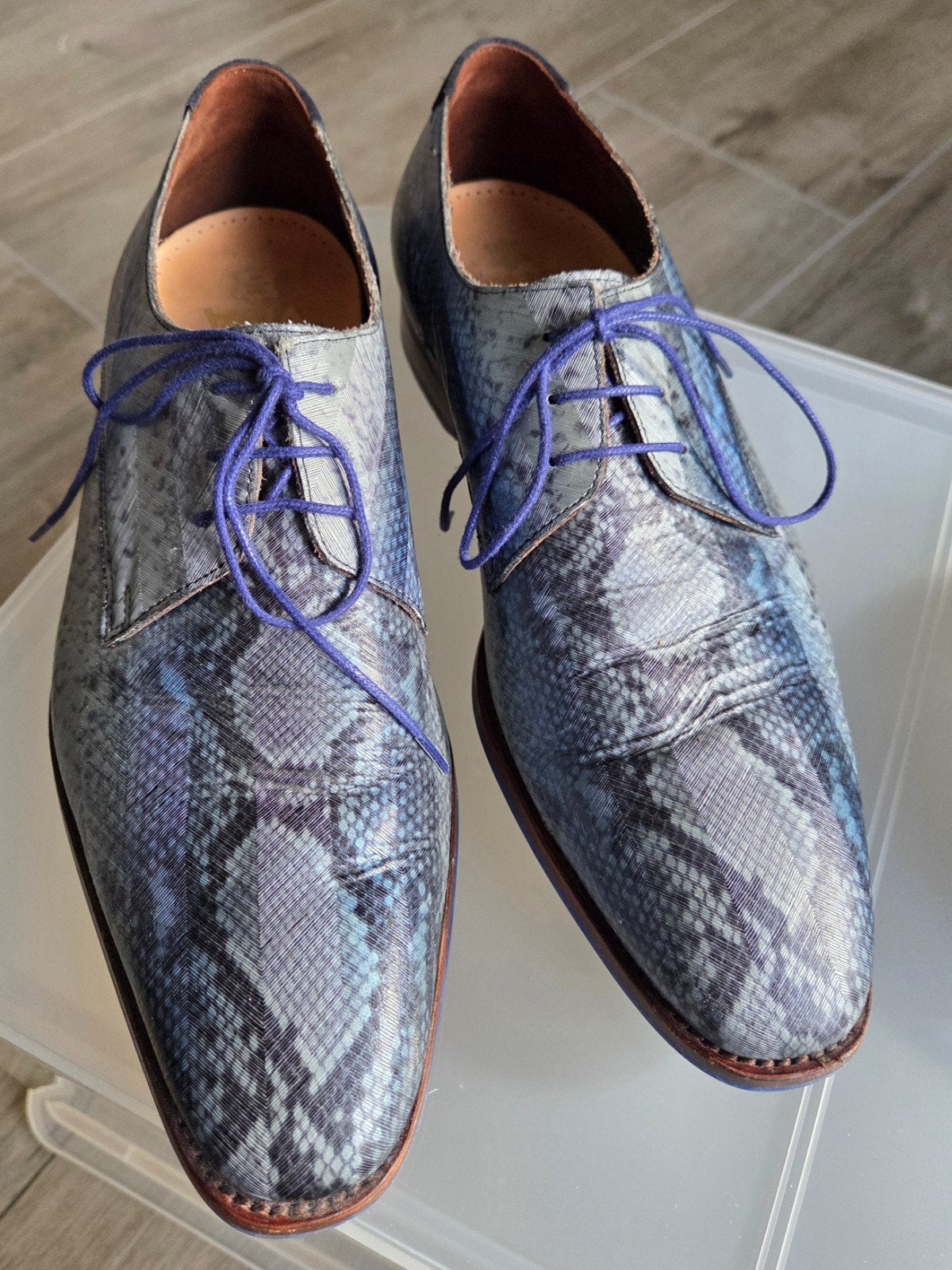 Floris van Bommel schoenen (mt 7) met bijpassende riem (95), Ophalen, Blauw, Floris van Bommel, Zo goed als nieuw