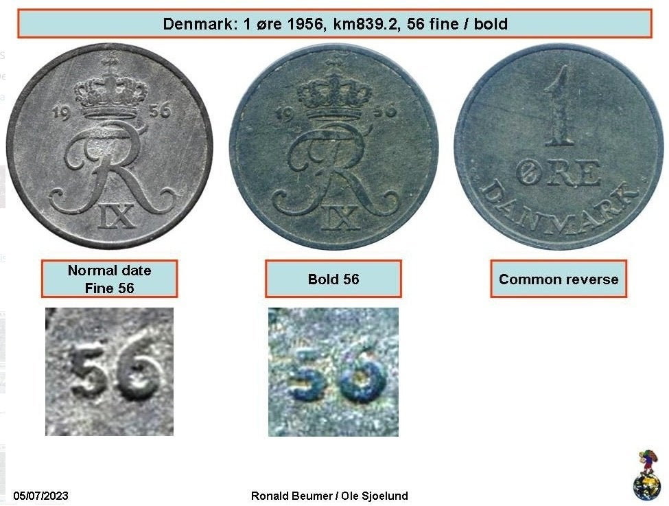 Denemarken 1 Ore 1956 - Dikkere 6 - Muntje op Numista, Ophalen of Verzenden, Overige landen