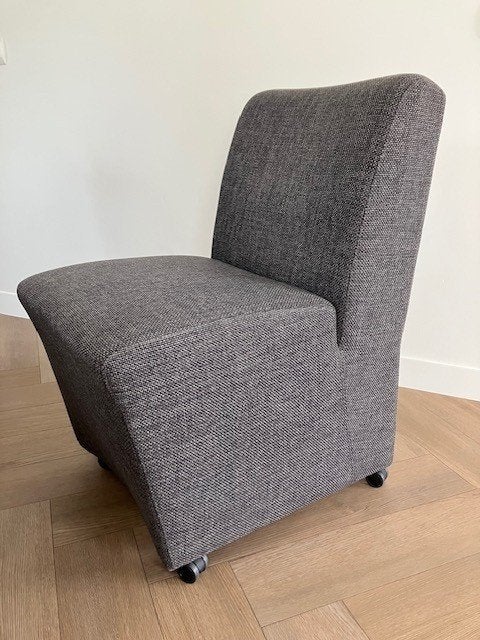 6 mooie verrijdbare eetkamer stoelen antraciet stof, Ophalen, Overige kleuren, Zo goed als nieuw, Vijf, Zes of meer stoelen