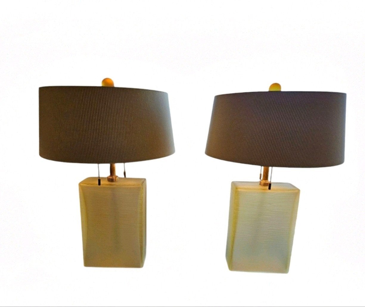 Exclusieve set: 2x  Donghia design tafellampen John Hutton, Ophalen, Glas