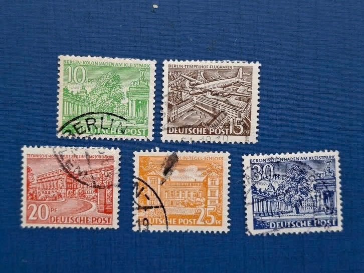 Postzegel Berlijn 1949 5 zegels Gebouwen 03-07, Ophalen of Verzenden, BRD, Gestempeld