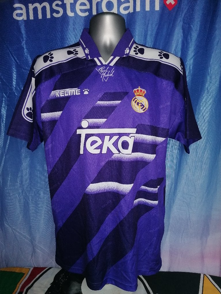 Vintage Real Madrid 1994-96 uit shirt Kelme size L, Maat L, Ophalen of Verzenden, Gebruikt, Shirt