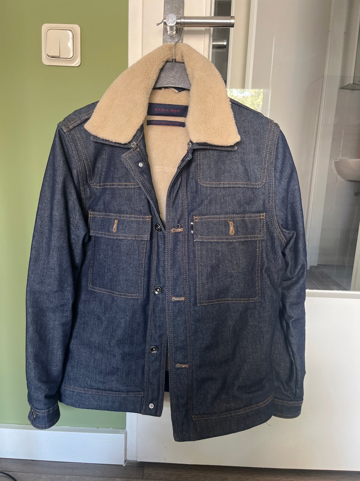 Nieuwe Zara Wollen Spijkerjas Maat M met Afneembare Kraag, Ophalen, Nieuw, Maat 48/50 (M), Blauw