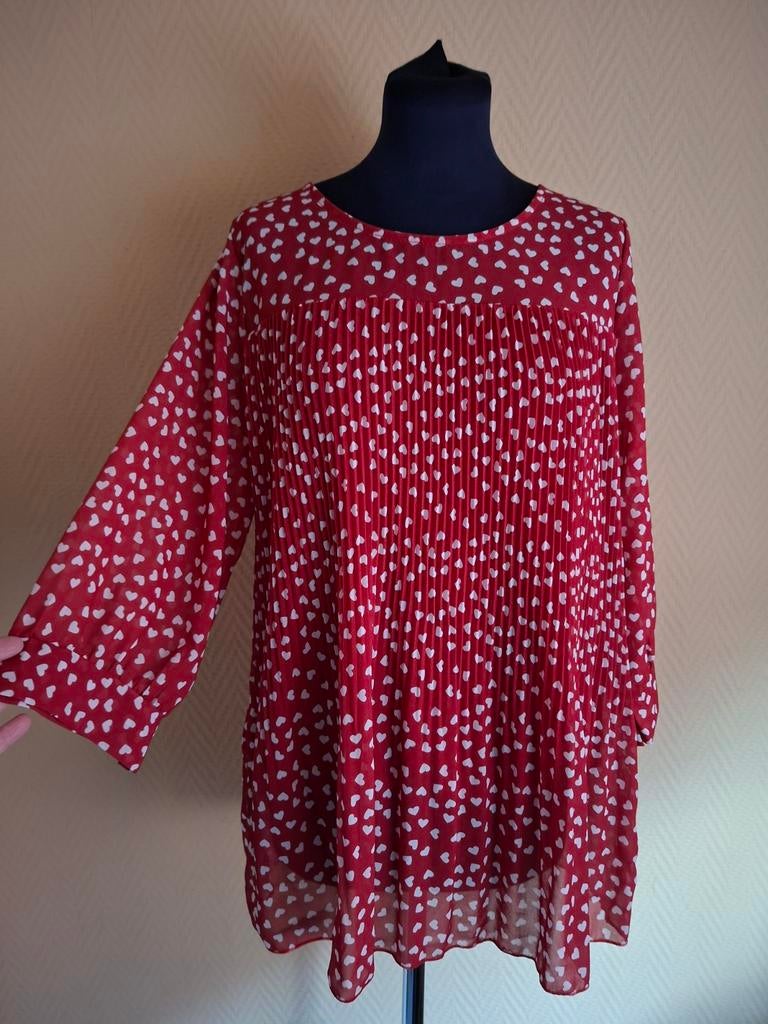 Prachtige Paprika Blouse met Hartjes - Maat 42/44, Kleding | Dames, Blouses en Tunieken, Maat 42/44 (L), Ophalen of Verzenden
