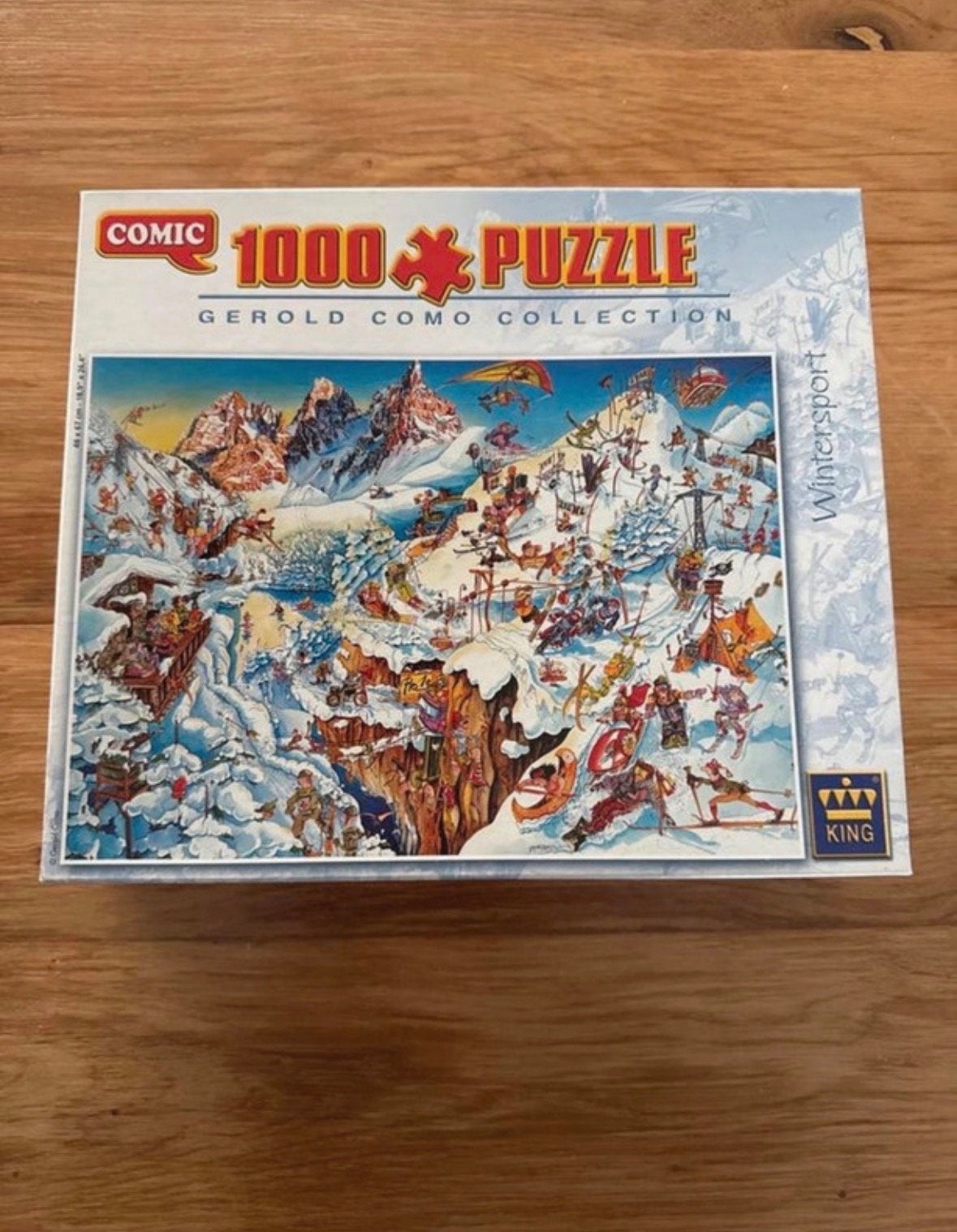 King Comic Puzzel 1000 stukjes Wintersport, Ophalen of Verzenden, 500 t/m 1500 stukjes, Zo goed als nieuw, Legpuzzel