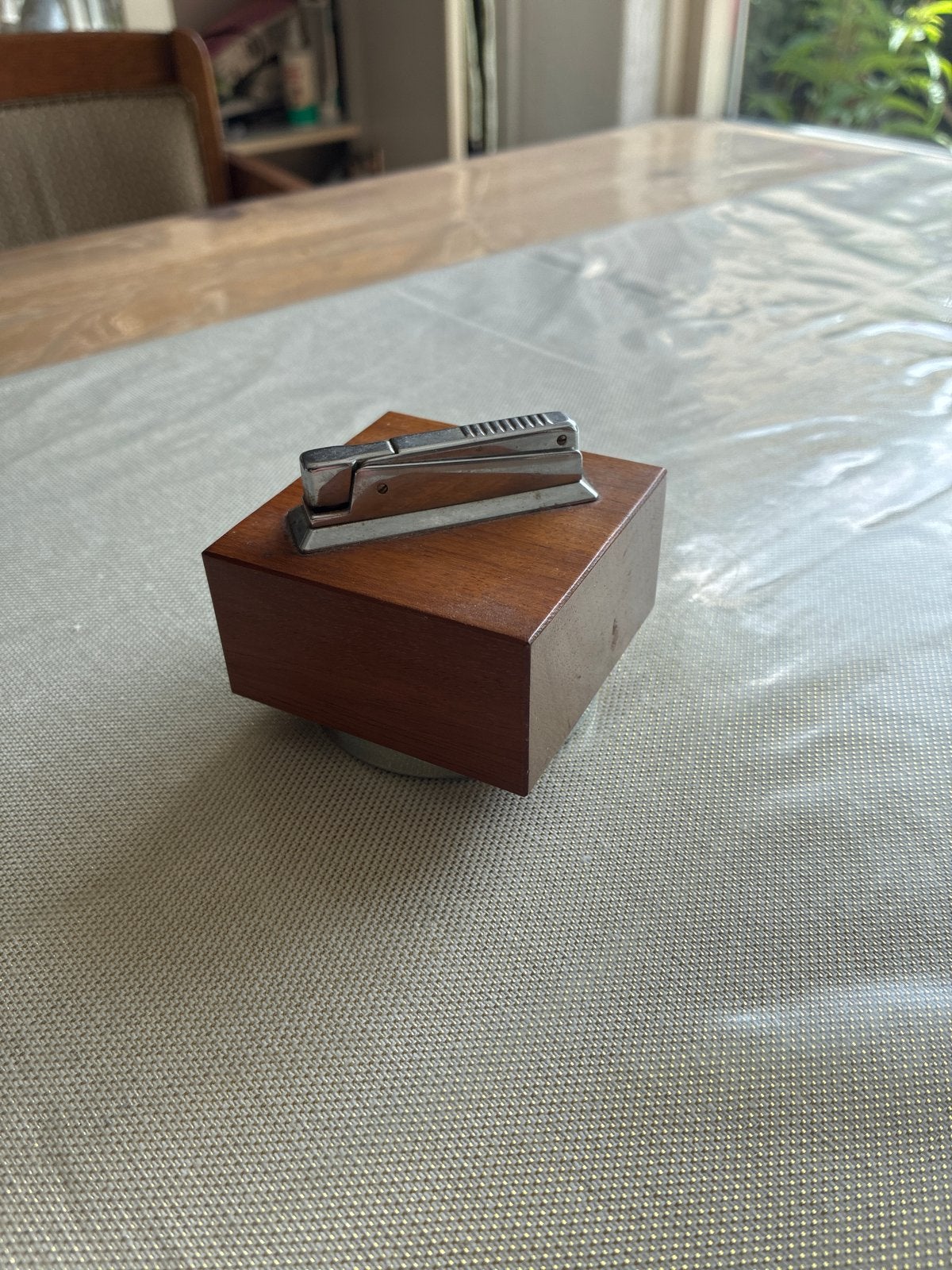 Vintage Kawee tafel aansteker op houten voet, Ophalen, Gebruikt, Aansteker