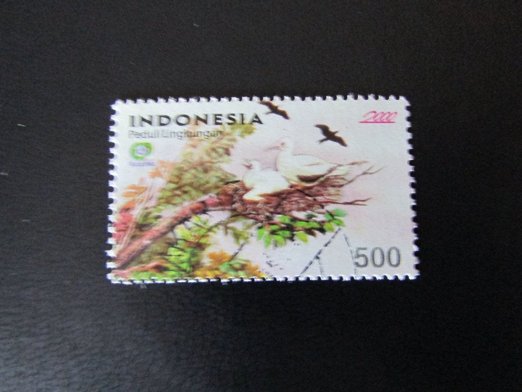 Postzegel Vogel: Vogels op nest uit Indonesië, Ophalen of Verzenden, Gestempeld, Dier of Natuur