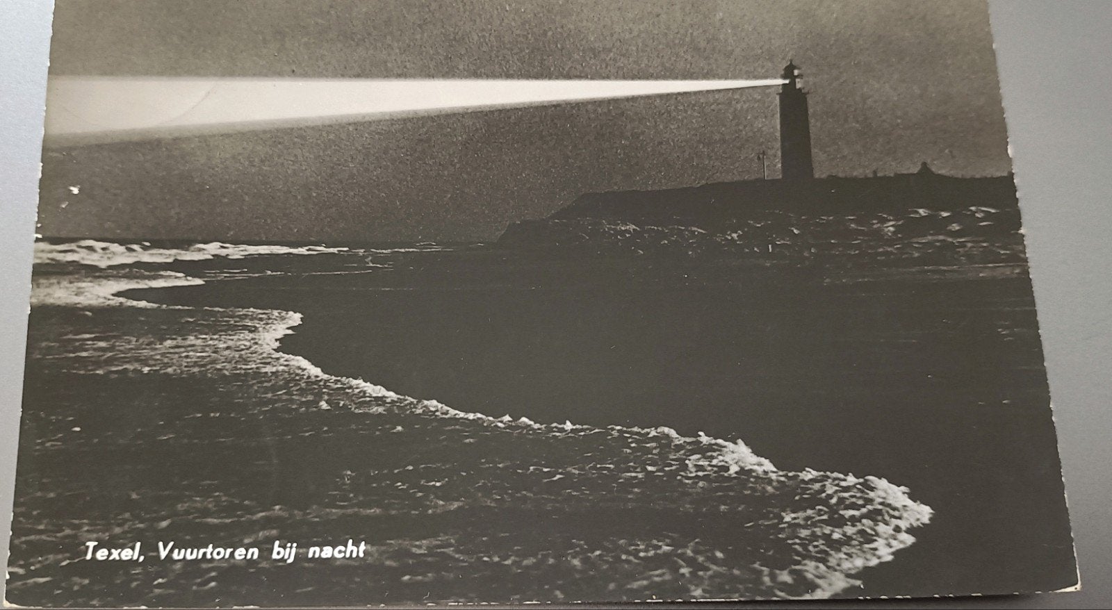 Texel Vuurtoren bij nacht. circa 1960, Verzenden, 1960 tot 1980, Gelopen, Waddeneilanden