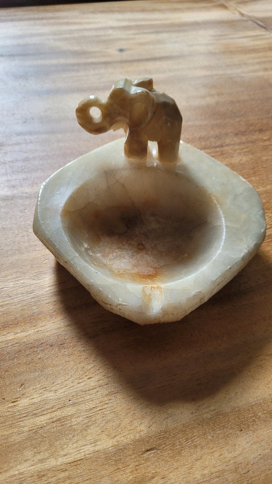 Vintage Onyx Asbak met Olifant - Handgesneden, Ophalen of Verzenden