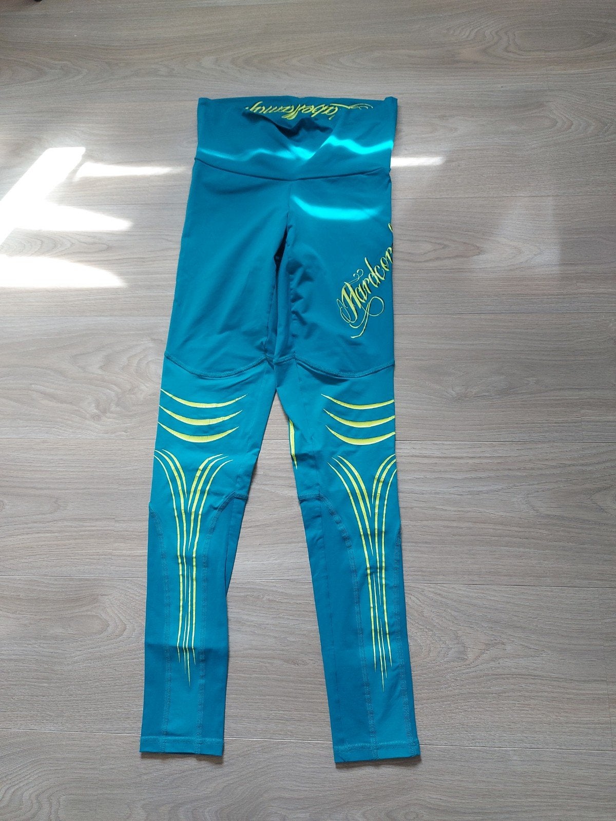 Labellamafia sportlegging - Turquoise met geel, Meerkleurig, Maat 36 (S), Labellamafia, Ophalen of Verzenden