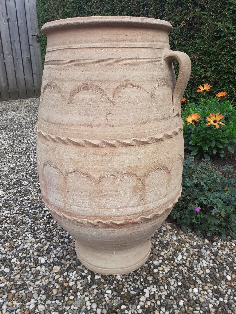Grote terracotta bloempot met oren hoogte 64cm, Gebruikt, Rond, Binnen, Terracotta