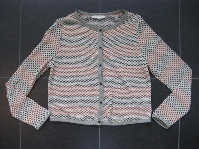 La Fée Maraboutée vest, beige bruin zwart glitter, mt 4 (42), Meerkleurig, Fee maraboute, Maat 42/44 (L), Ophalen of Verzenden