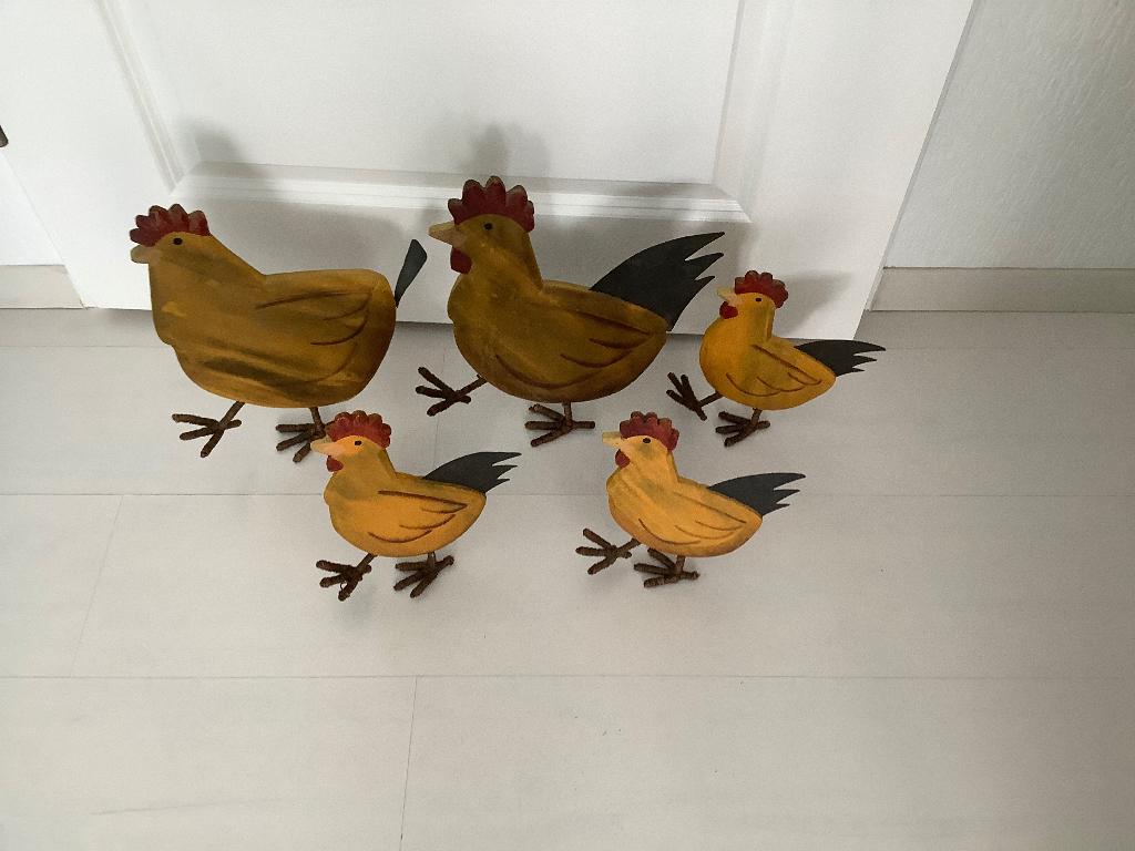 Houten en metalen vogels en kippen, Antiek en Kunst, Curiosa en Brocante, Ophalen of Verzenden