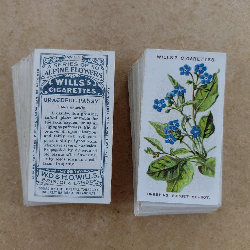 Alpine Flowers complete set 50 cigarette cards bloemen 1913, Ophalen