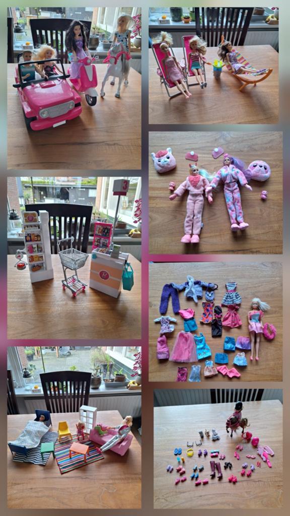 Grote Barbie set met poppen, kleding, meubels en voertuigen, Ophalen, Gebruikt, Barbie