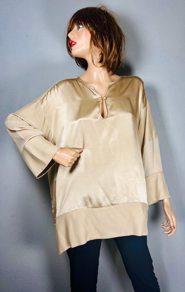 By Malene Birger zijden blouse tuniek 44 XL goud geel, Ophalen of Verzenden, Gedragen, Maat 42/44 (L), Geel