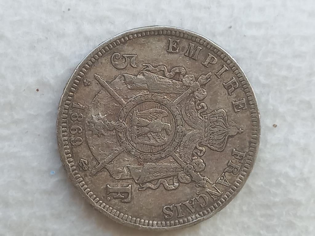 Frankrijk 5 francs 1869 BB zilver, Ophalen of Verzenden, Frankrijk, Zilver