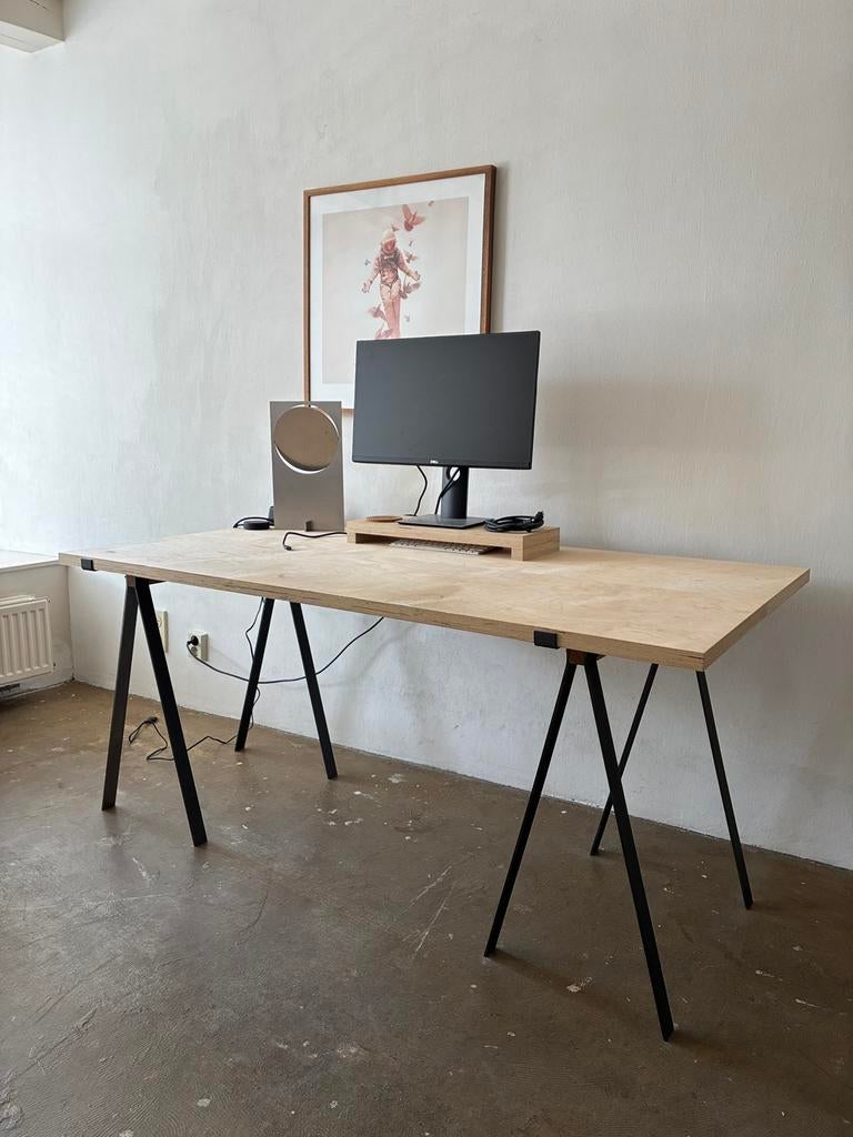 Frama - Trestles Bureau Tafel Onderstel Staal Hout, Huis en Inrichting, Bureaus, Zo goed als nieuw, Ophalen