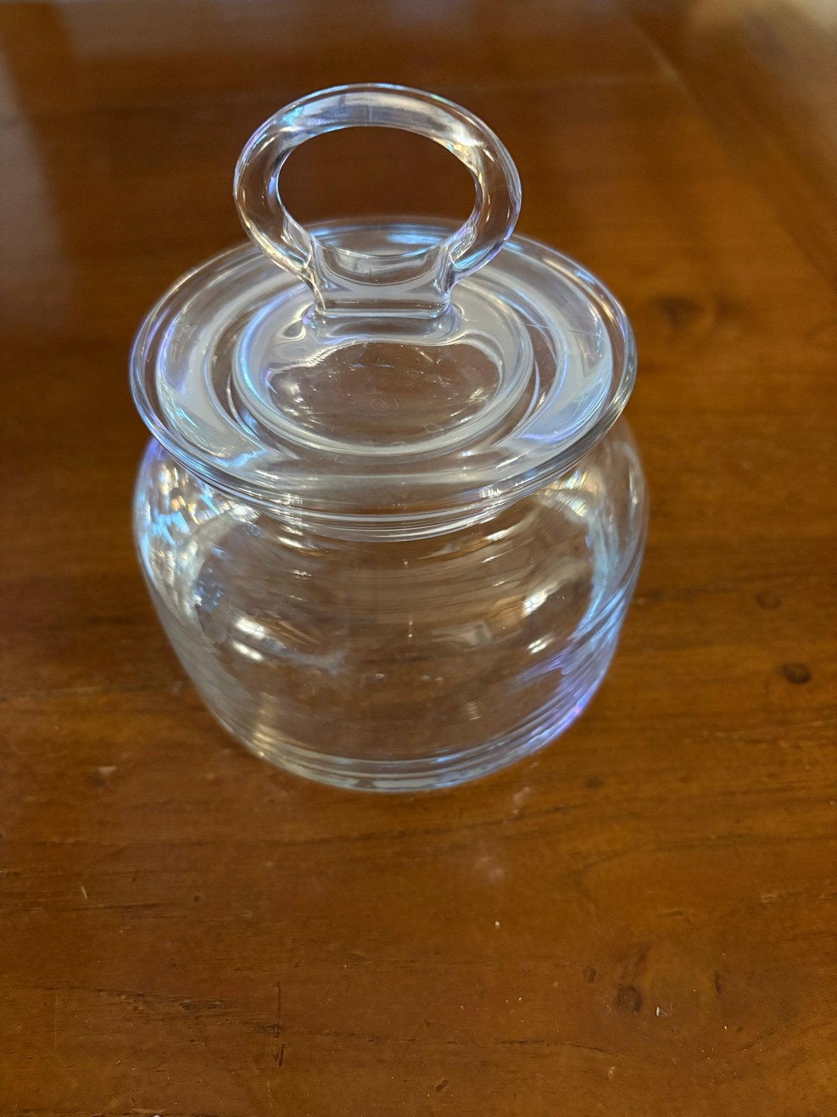 Glazen potje met deksel en handvat, Ophalen of Verzenden, Zo goed als nieuw, Glas, Modern
