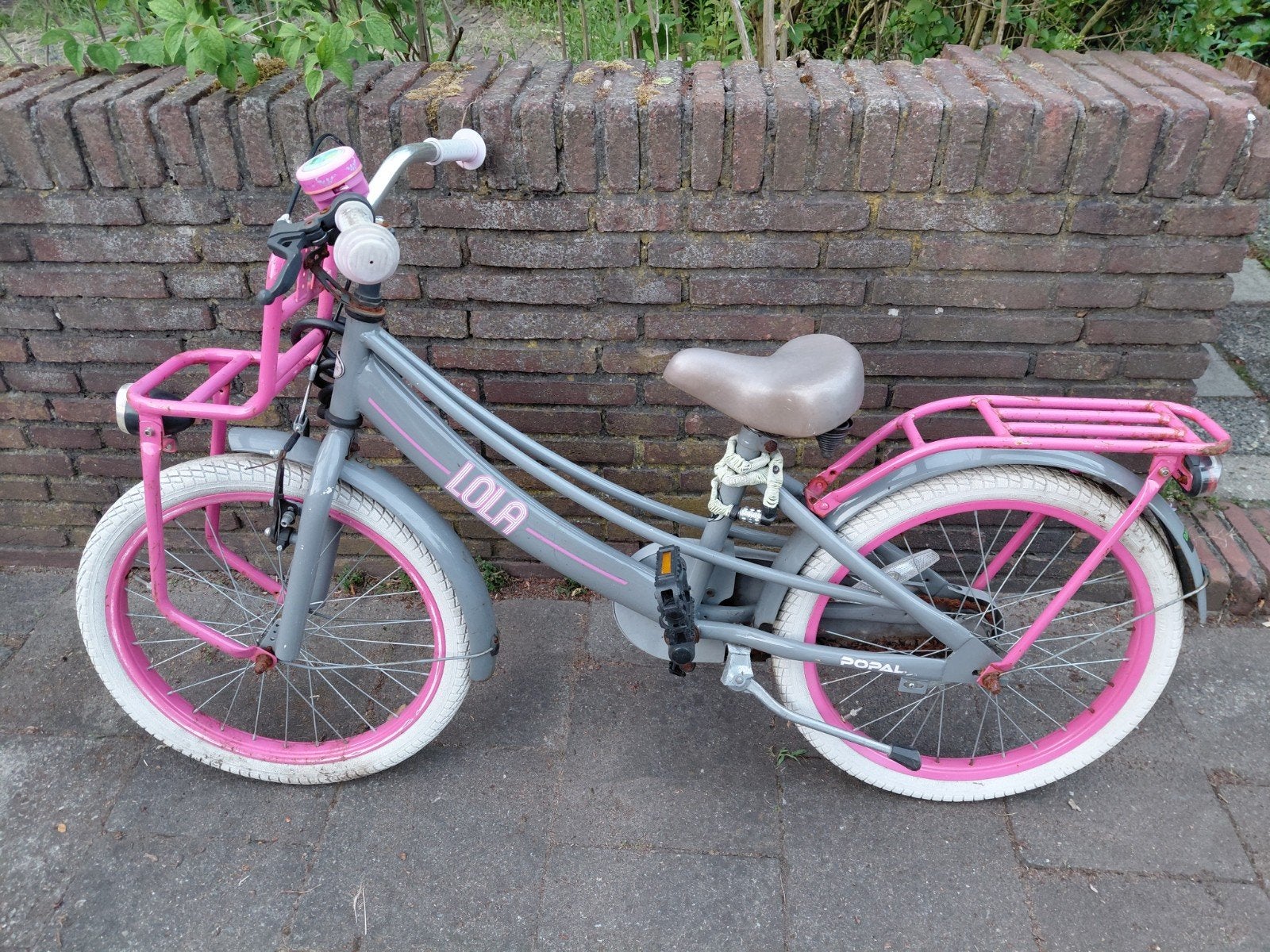 Lola Kinderfiets 20 inch - Roze/Grijs, Ophalen, Terugtraprem, Gebruikt, Lola