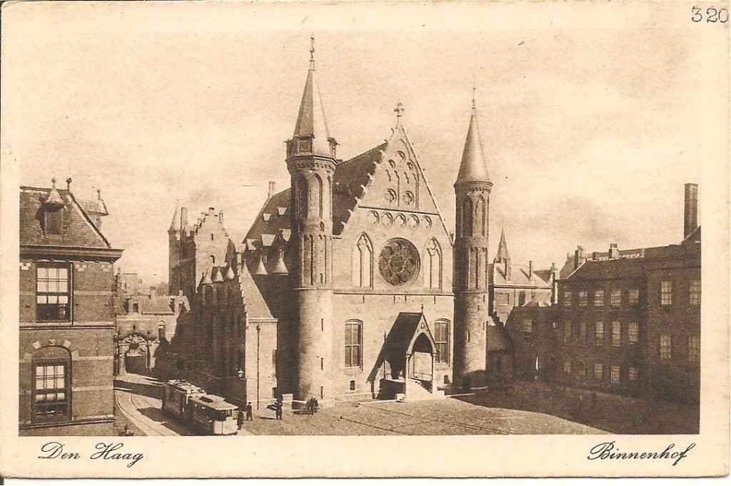Oude Ansichtkaart Binnenhof Den Haag (1919), Ophalen of Verzenden, Voor 1920, Gelopen, Zuid-Holland