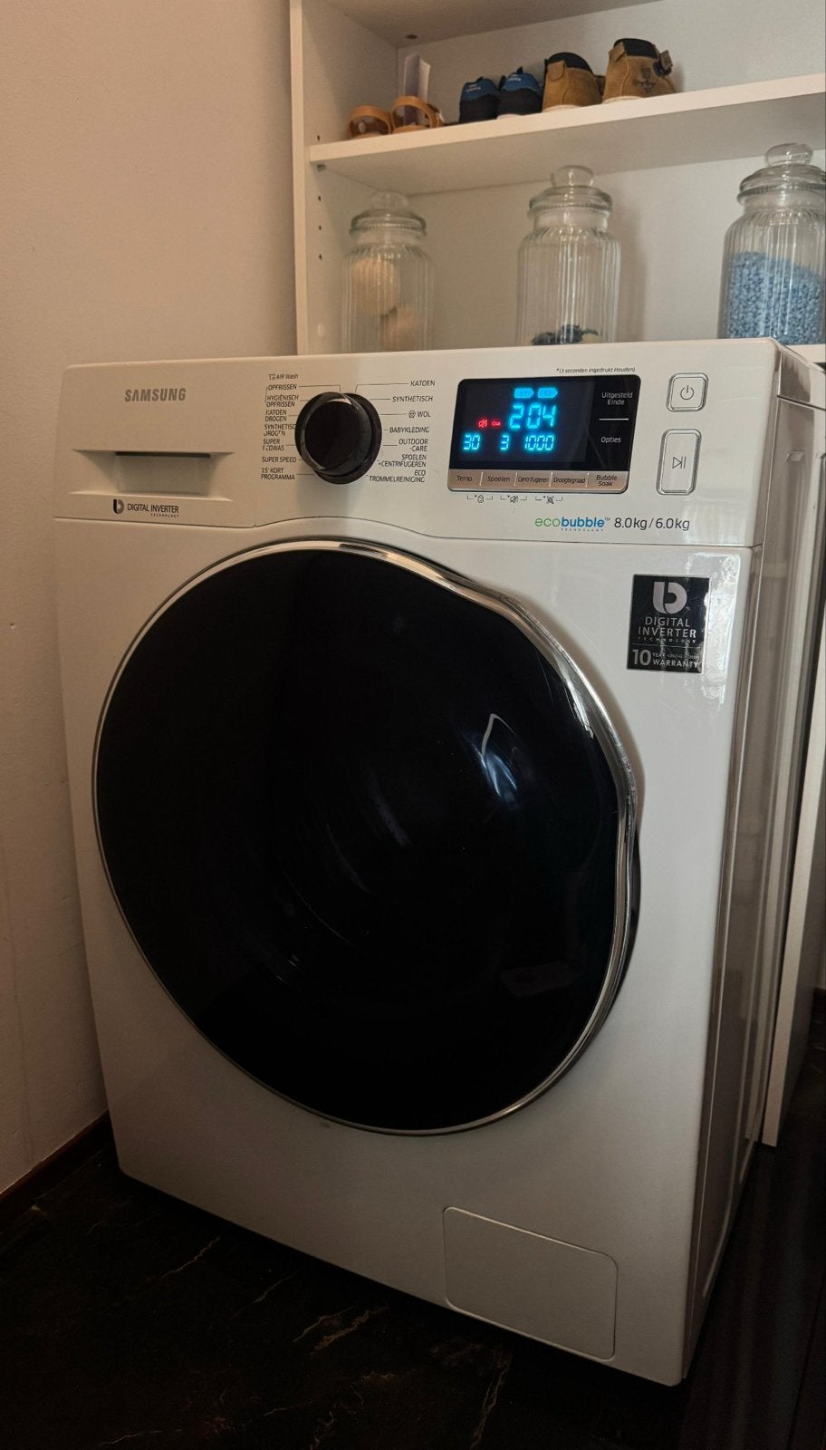 Samsung EcoBubble Wasdroogcombinatie 8kg/6kg - Stil & ZSM!, 6 tot 8 kg, Ophalen of Verzenden, Gebruikt, 85 tot 90 cm