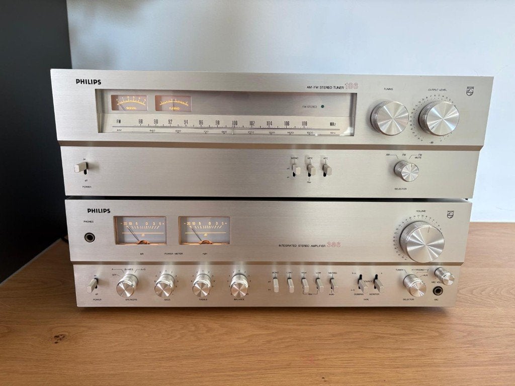 Philips 22AH386 versterker + 22AH186 tuner, Gebruikt, 60 tot 120 watt, Stereo, Ophalen