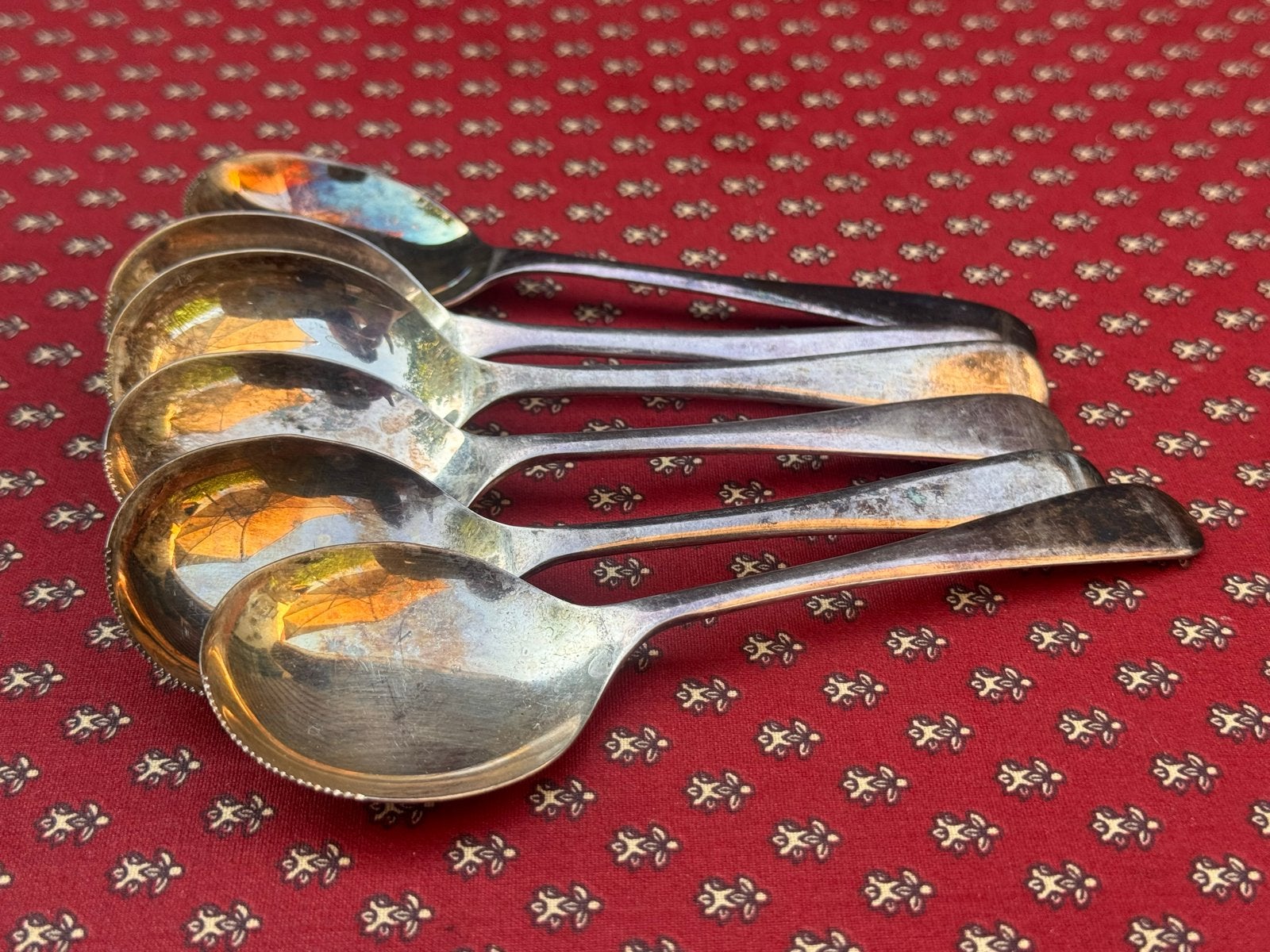 Set van 6 Engelse verzilverde meloenlepeltjes, Butler EPNS A, Antiek en Kunst, Ophalen of Verzenden