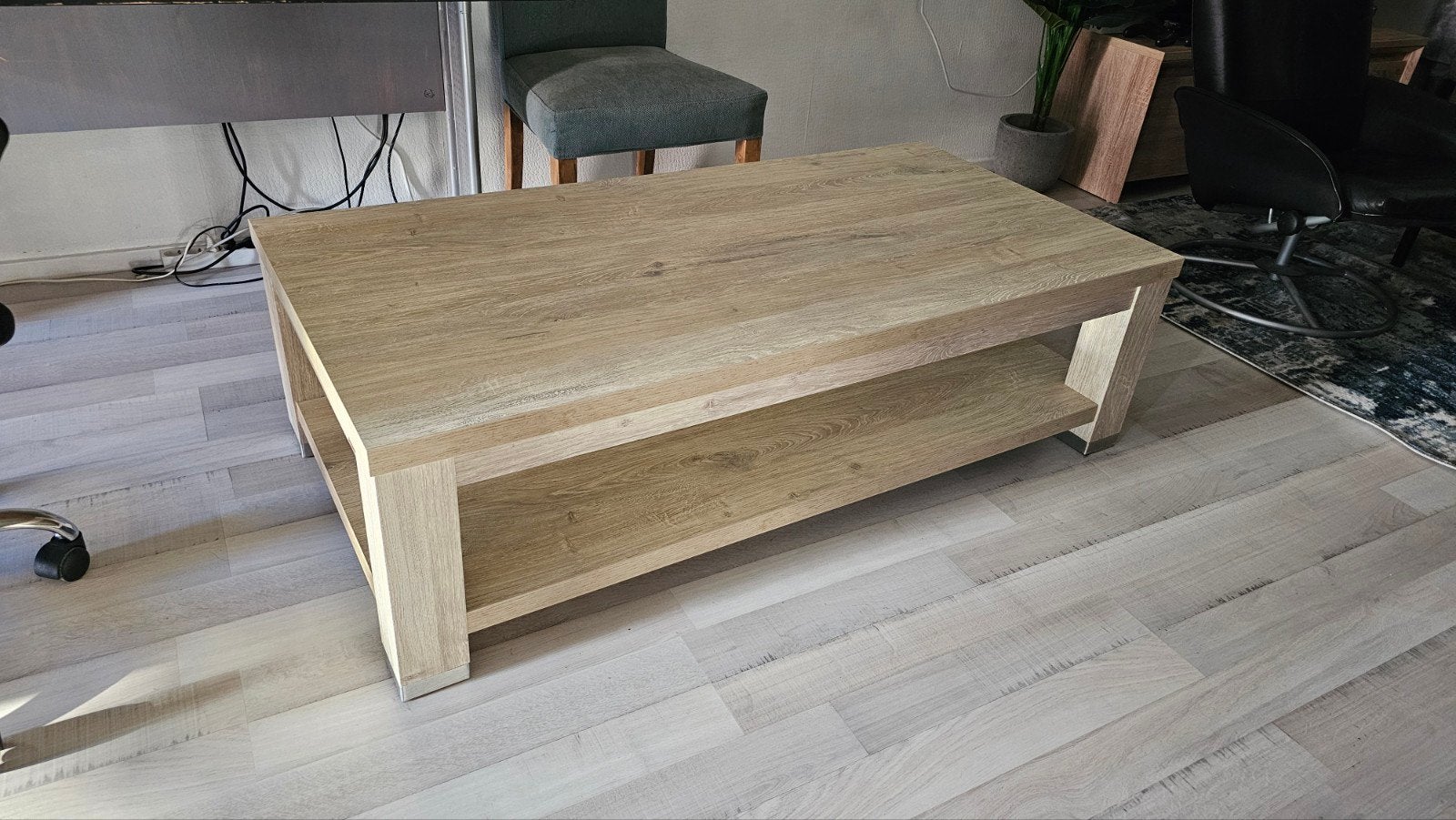 Salontafel 140x70 cm – houtlook – met onderblad, Ophalen
