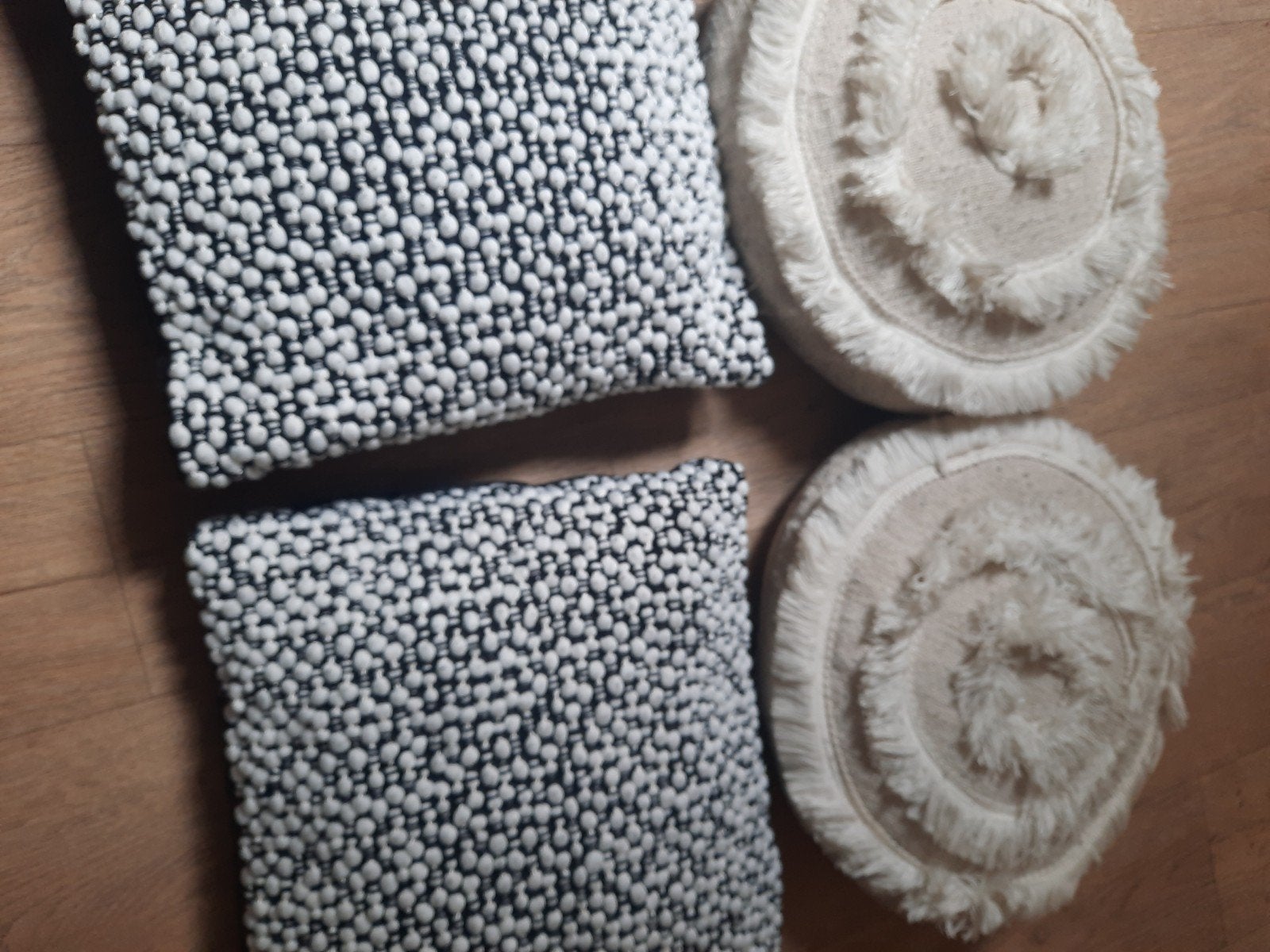 Set van 2 sierkussens en 2 ronde kussens, Overige merken, Gebruikt, Meerkleurig, Vierkant