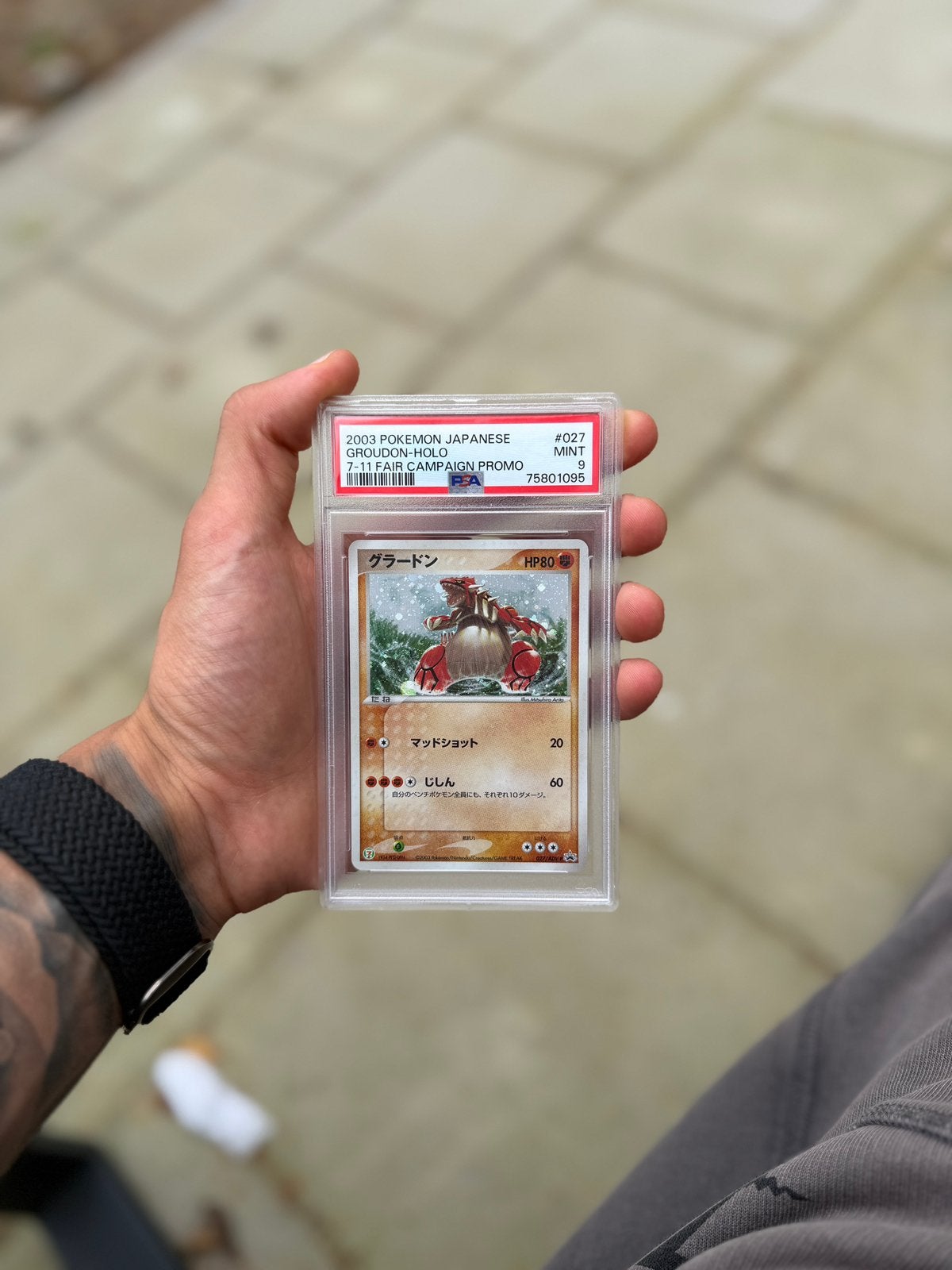 PSA 9 Japanese Groudon Holo Promo #027 7-Eleven Fair, Ophalen of Verzenden, Zo goed als nieuw