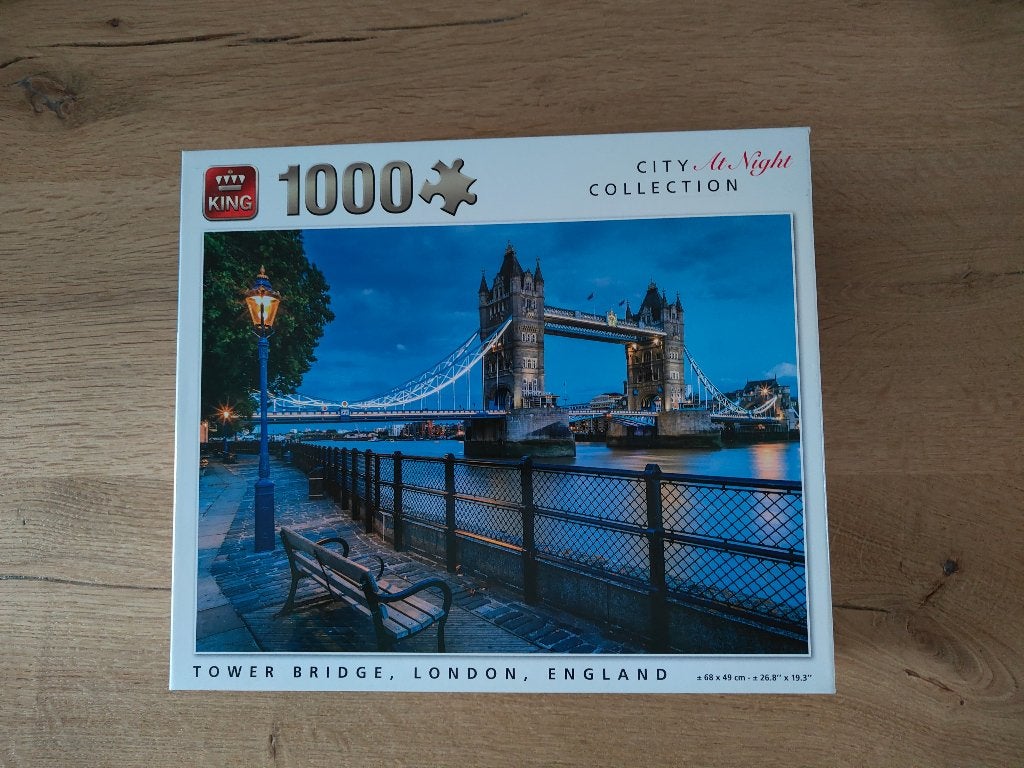 King puzzel Tower Bridge Londen 1000 st, Ophalen of Verzenden, 500 t/m 1500 stukjes, Gebruikt, Legpuzzel