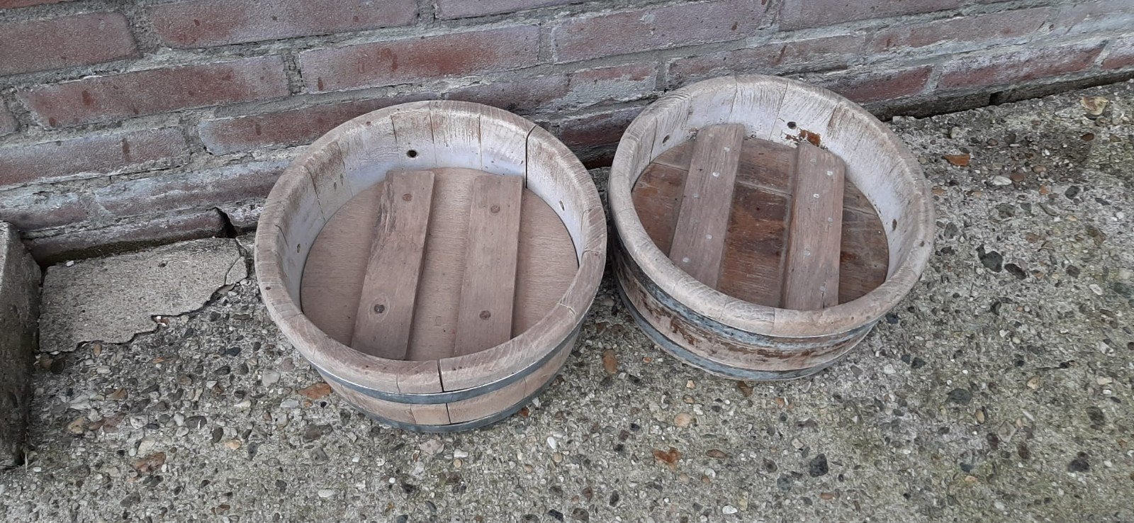 Set van 2 houten kaasvaatjes / kaasvormen, Ophalen of Verzenden