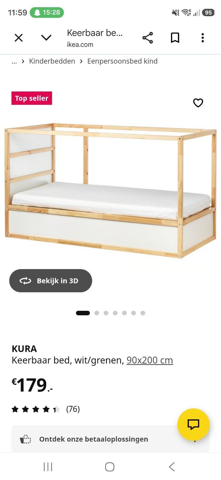ikea bed zo goed als nieuw zonder matras, Kinderen en Baby's, Kinderkamer | Stapelbedden en Hoogslapers, Ophalen, Zo goed als nieuw