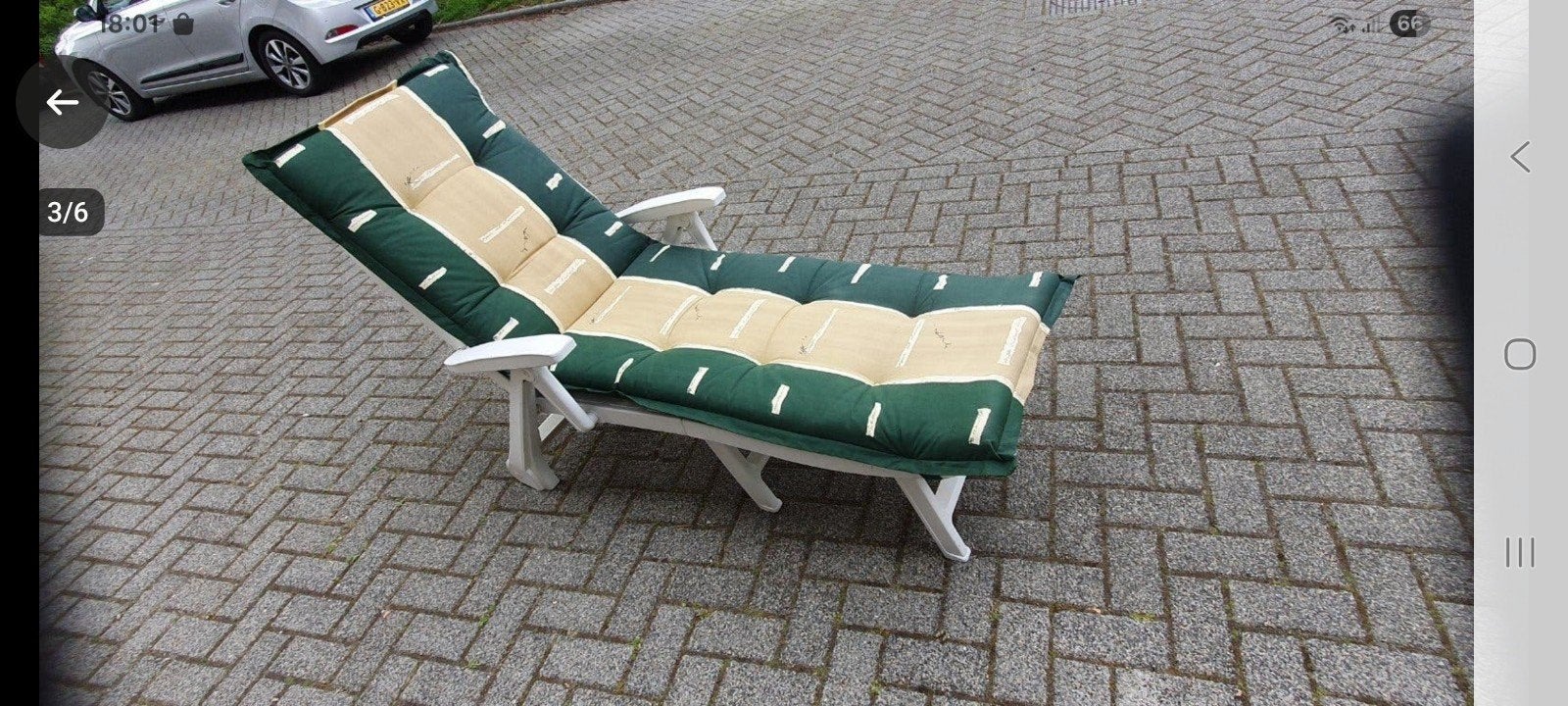 Jardin tuinstoel / ligbed met kussen., Ophalen, Gebruikt, Kunststof, Verstelbaar
