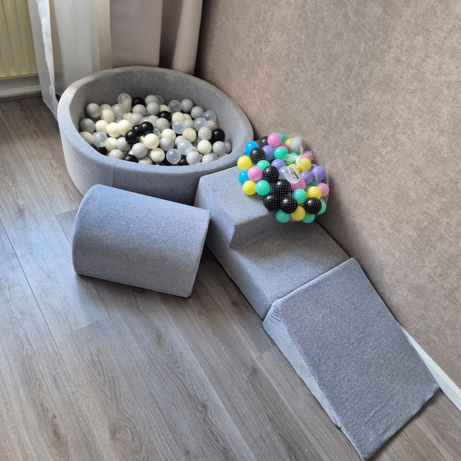 Meowbaby ballenbak met speelblokken - Grijs, Kinderen en Baby's, Speelgoed | Babyspeelgoed, Ophalen of Verzenden, Zo goed als nieuw