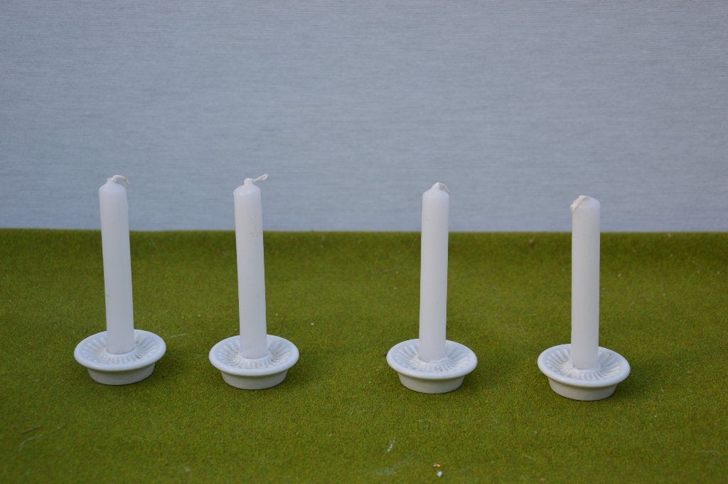 4 Vintage Deens design kandelaars porselein Ø4cm merk PLA, Ophalen of Verzenden